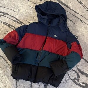 Lacoste Tricolor Hooded Puffer Jacket